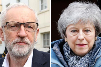 Jeremy Corbyn y Theresa May.-ISABEL INFANTES (AFP)