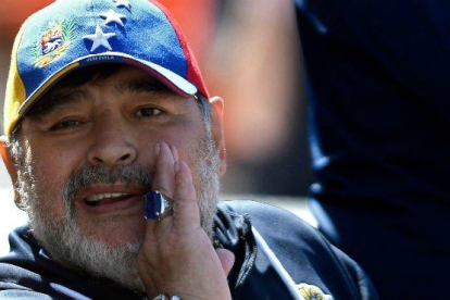 Diego Armando Maradona, el sábado pasado en el Estadio Malvinas Argentinas de Mendoza.-AFP