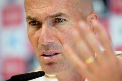 Zinedine Zidane, técnico del Madrid, en rueda de prensa.-X01625