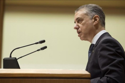 El lehendakari en funciones, Iñigo Urkullu, en el pleno de investidura del Parlamento Vasco.-Adrian Ruiz de Hierro