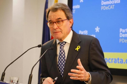 Artur Mas, en su comparecencia por su renuncia a la presidencia del PDECat.-CARLOS MONTAÑÉS