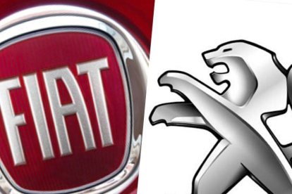 Logos de Peugeot y Fiat.-
