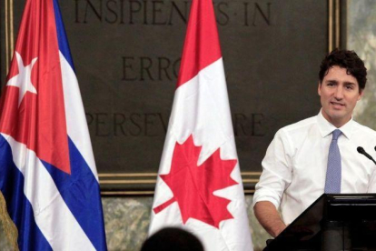 El primer ministro de Canadá, Justin Trudeau, durante una charla en la Universidad de La Habana en el 2016.-ENRIQUE DE LA OSA (AFP)