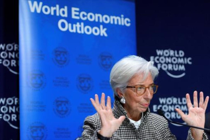 Christine Lagarde, ayer, en Davos-EFE / LAURENT GILLIERON