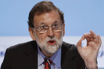 El presidente del Gobierno, Mariano Rajoy, durante su intervención en la Reunió del Cercle d'Economia, el sábado 24 de mayo.-EFE