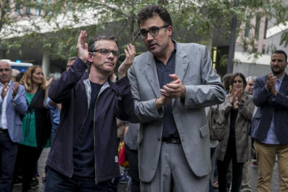 Josep Maria Jové y Lluís Salvadó, en la Ciutat de la Justícia de Barcelona, el pasado 20 de septiembre / JOAN PUIG-EL PERIÓDICO