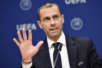 Aleksander Ceferin, en un acto de la UEFA el pasado miércoles.-AFP / FABRICE COFFRINI