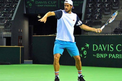 Feliciano López, entrenándose en Cluj.-