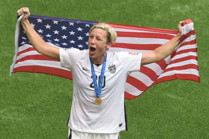 Abby Wambach celebra el triunfo de su selección.-EFE
