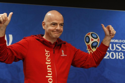 Infantino, este viernes antes de su rueda de prensa en Moscú-REUTERS / SERGEI KARPUKHIN