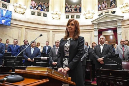 Cristina Fernández de Kirchner jura como senadora en el Congreso argentino, el pasado 29 de noviembre. /-AFP / GABRIEL CANO