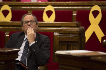 El ’president’ Quim Torra, en una sesión de control en el Parlament.-ALBERT BERTRAN