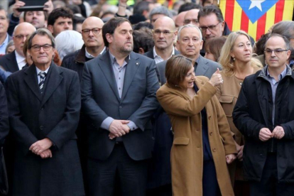 La presidenta del Parlament, Carmen Forcadell, el pasado 16 de diciembre, en la puerta del Palacio de Justicia de Barcelona.-DANNY CAMINAL