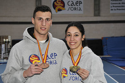 Mario Moure y Ana Romero, bronce en 60 metros y oro en combinadas en el pasado Nacional de Sabadell. / VALENTÍN GUISANDE-