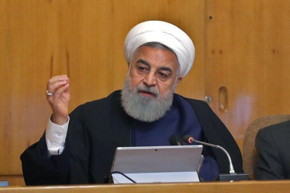 El presidente iraní, Hasan Rohaní, en una comparecencia en televisión.-IRANIAN PRESIDENCY