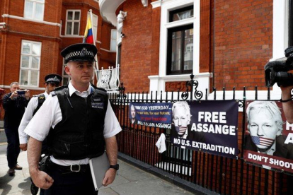 La embajada de Ecuador en Londres, donde estuvo refugiado Julian Assange.-AFP