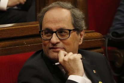 El president de la Generalitat, Quim Torra, durante un pleno del Parlament-NÚRIA JULIÀ (ACN)