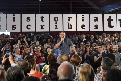 Pablo Iglesias en su discurso en Miranda de Ebro-- ICAL