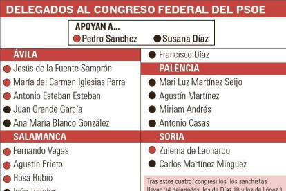 Los sanchistas llevan al Federal 34 delegados y los de Díaz 18-EL MUNDO DE CASTILLA Y LEÓN