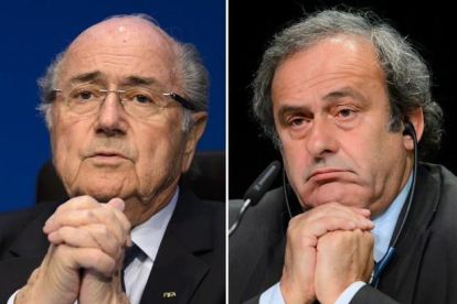 Montaje con las imágenes de Joseph Blatter (izquierda) y Michel Platini.-AFP