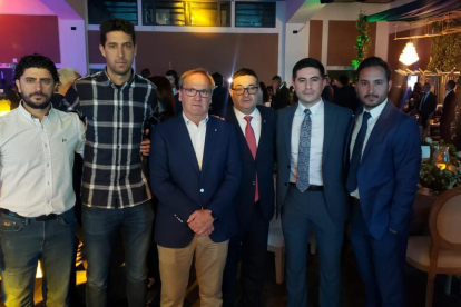 Los numantinos en la gala de los premios del fútbol de Ecuador. C.D. Numancia