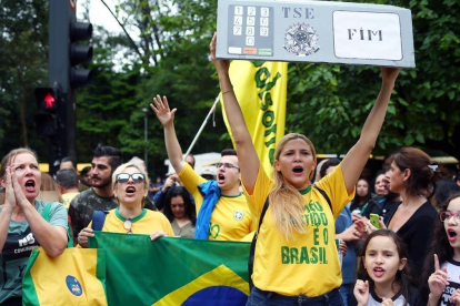 Seguidores de Bolsonaro, la semana pasada, en Sao Paulo-AMANDA PETRONELLI