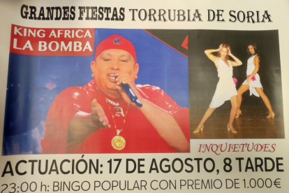 Cartel anunciador del concierto de King África en Torrubia de Soria. HDS