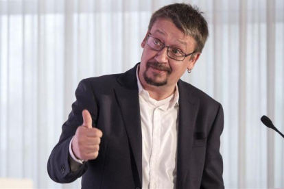 El líder de Catalunya en Comú-Podem, Xavier Domènech, en un acto en la pasada campaña electoral.-RICARD FADRIQUE