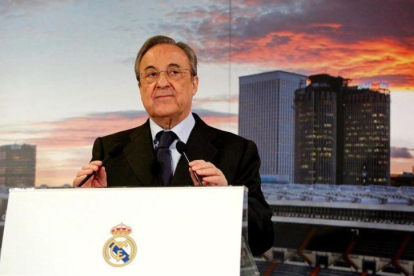 Florentino Pérez, en un reciente acto en el Bernabéu.-JUAN MANUEL PRATS