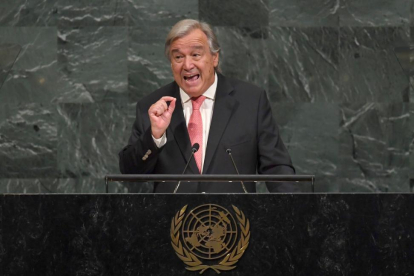 Antonio Guterres durante su intervención en la ONU, este martes.-TIMOTHY A. CLARY (AFP)