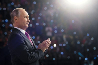 Putin, en un acto oficial este miércoles en Moscú.-ALEXEI DRUZHININ (AP)