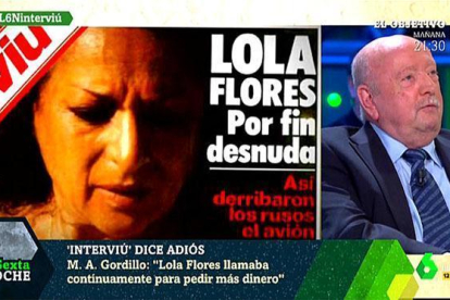 Miguel Ángel Gordillo y el Interviú de Lola Flores, en La Sexta noche.-/ ATRESMEDIA