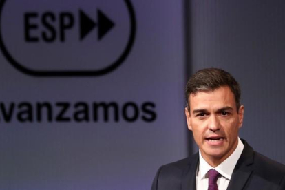Pedro Sánchez durante una conferencia de prensa.-SERGIO PÉREZ