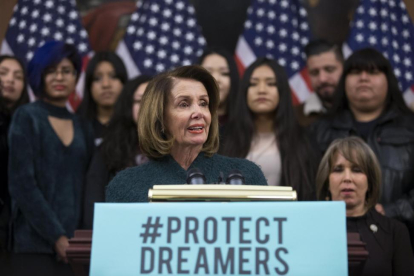 La representante de California Nancy Pelosi ,  una conferencia de prensa instando a la accion del Congreso a favor de los Dreamers, el pasado jueves-SHAWN THEW (EFE)