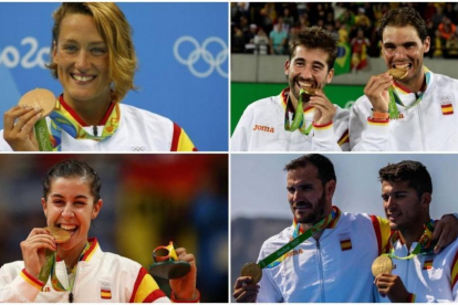 Mireia Belmonte, la pareja Nadal-López, Carolina Marín y Craviotto y Toro, todos medallistas de oro en Río.-
