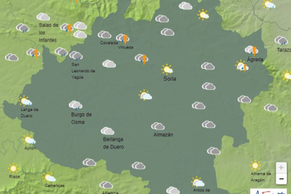 Predicción de la nubosidad en la provincia en la franja de 16 a 17 horas de la Aemet.-HDS