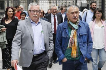 Ignacio Fernández Toxo (izquierda) y Josep Maria Álvarez, el día 16.-EFE