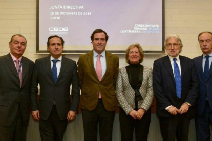 Imagen de los cuatro nuevos vicepresidentes de la CEOE nombrados por el presidente, Antonio Garamendi.-CEOE (CEDIDA)