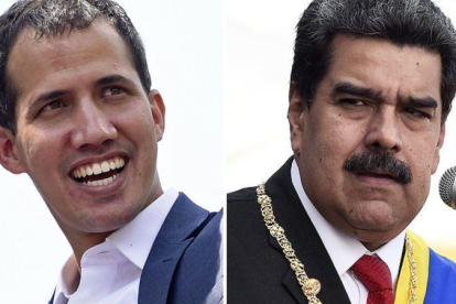 Juan Guaidó y Nicolás Maduro.-AFP