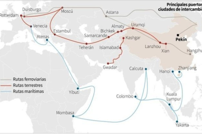 La Nueva Ruta de la Seda que promueve China.-AFP
