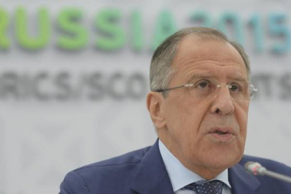 Lavrov habla durante una conferencia de prensa en Ufa, este jueves.-Foto:   REUTERS / RIA NOVOSTI