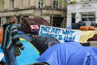 Imágen de uno de los dos campamentos protesta que hay en Manchester en los que viven centenares de persona desde hace meses.-THE INTEPENDENT / MANCHESTER