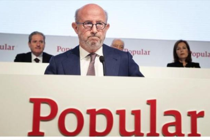 Emilio Saracho, durante una junta de accionistas del Banco Popular cuando era presidente.-EFE / LUCA PIERGIOVANNI