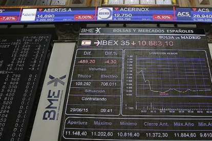 La Bolsa de Madrid, este lunes.-