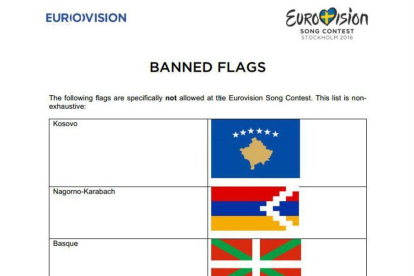 Listado de banderas "especialmente prohibidas" en el Festival de Eurovisión del 2016.-
