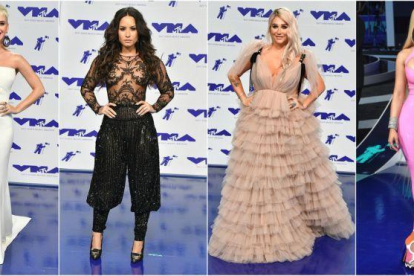Katy Perry, Demi Lovato, Kesha y Nicki Minaj en los MTV Music Video Awards 2017.-EL PERIÓDICO