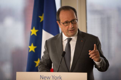 François Hollande, durante una rueda de prensa sobre Siria, el lunes en Nueva York.-AP / KEVIN HAGEN