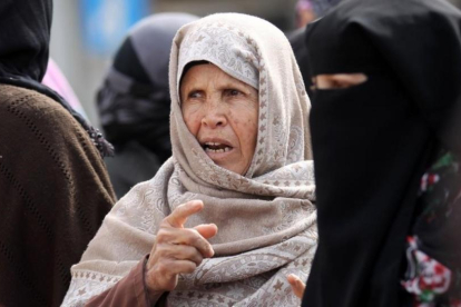 Una mujer palestina participa en una protesta contra Donald Trump en Gaza.-SAID KHATIB