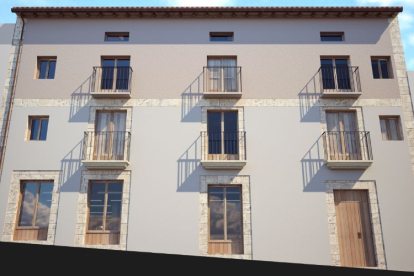 Recreación de cómo quedarán las viviendas sociales en el trinquete de Soria. HDS