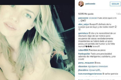Patricia Conde, y su desnudo en Instagram.-